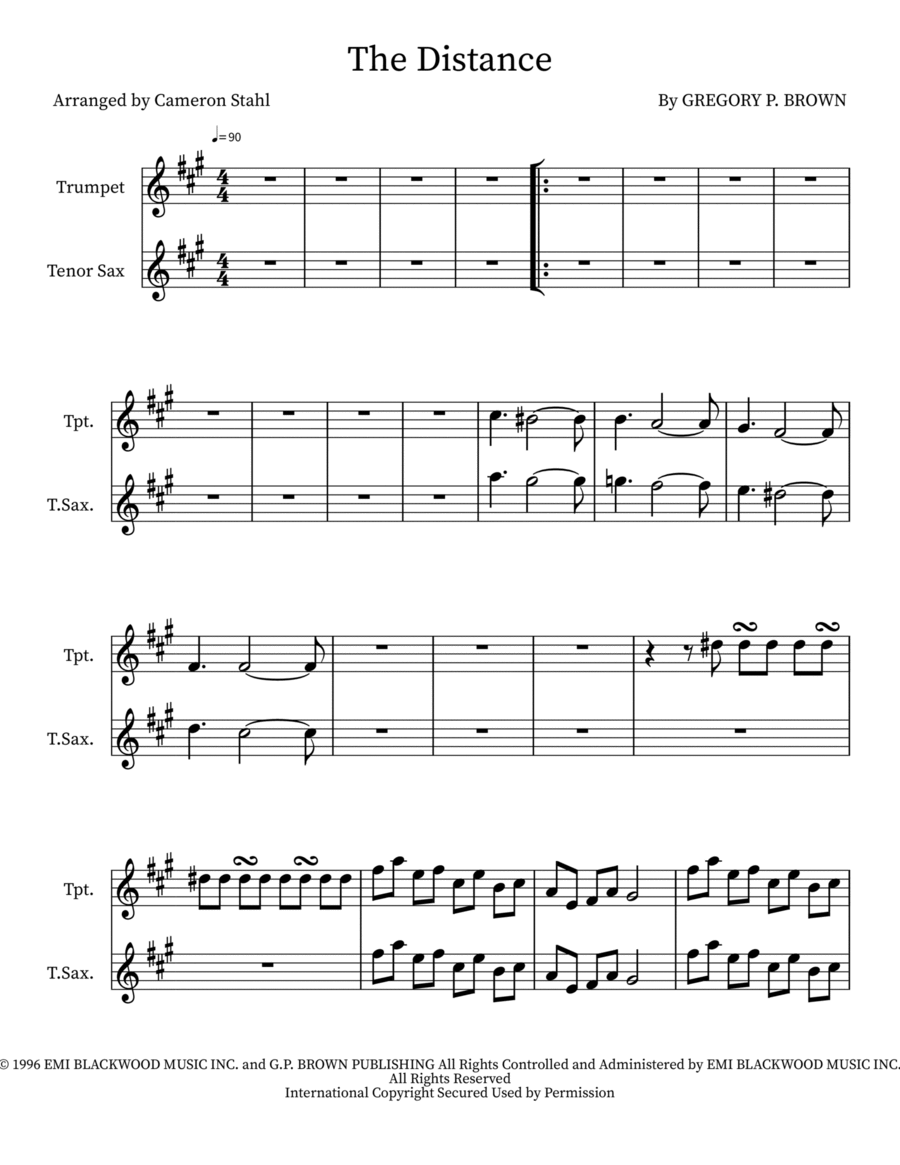 The Distance Tenor Saxophone scores gallery preview page 1