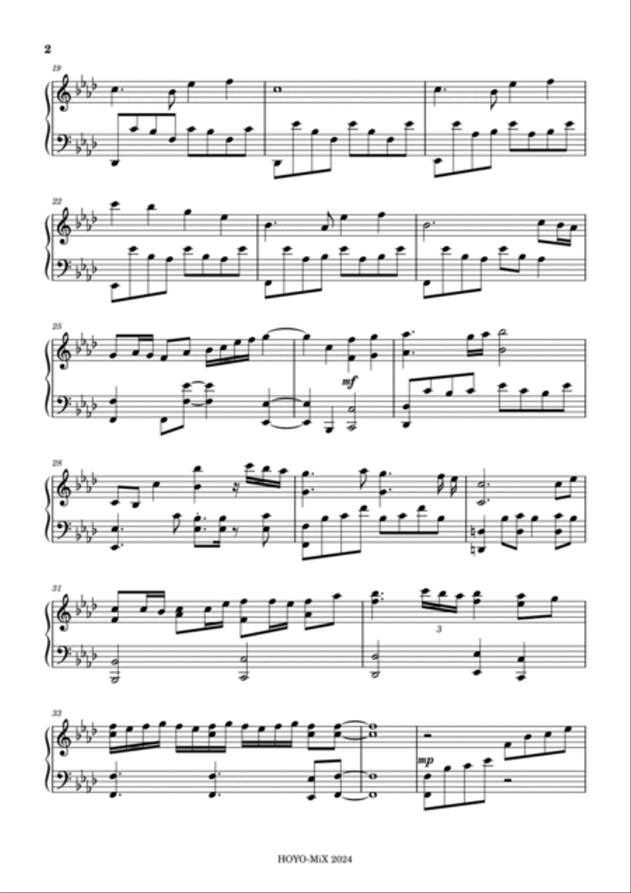 Xianyun Demo - Unfettered as the Wind - Genshin Impact Piano Solo scores gallery preview page 2