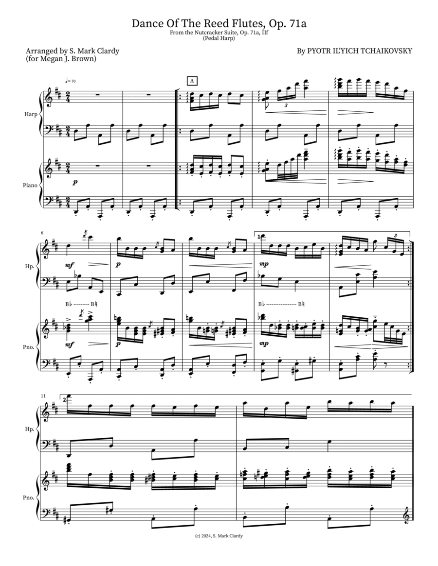Dance Of The Reed Flutes, Op. 71a Pedal Harp scores gallery preview page 1