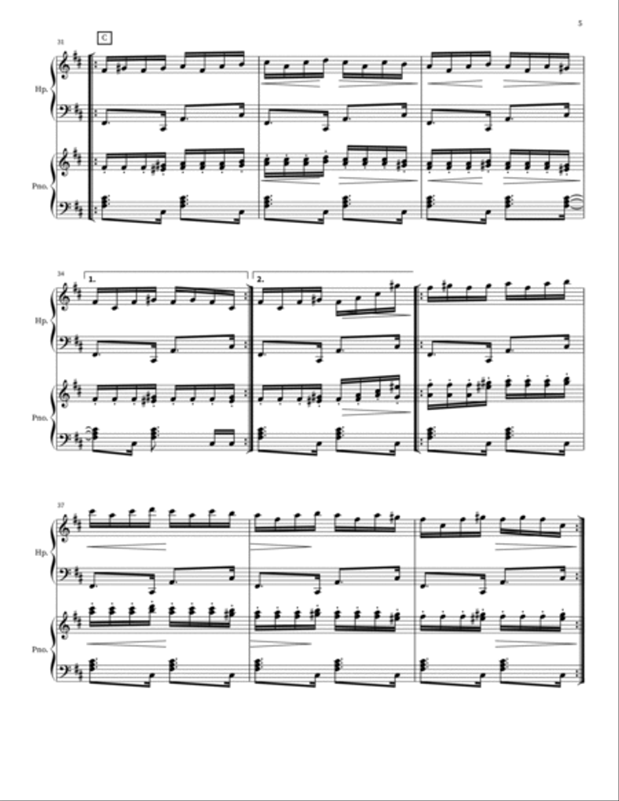 Dance Of The Reed Flutes, Op. 71a Pedal Harp scores gallery preview page 5