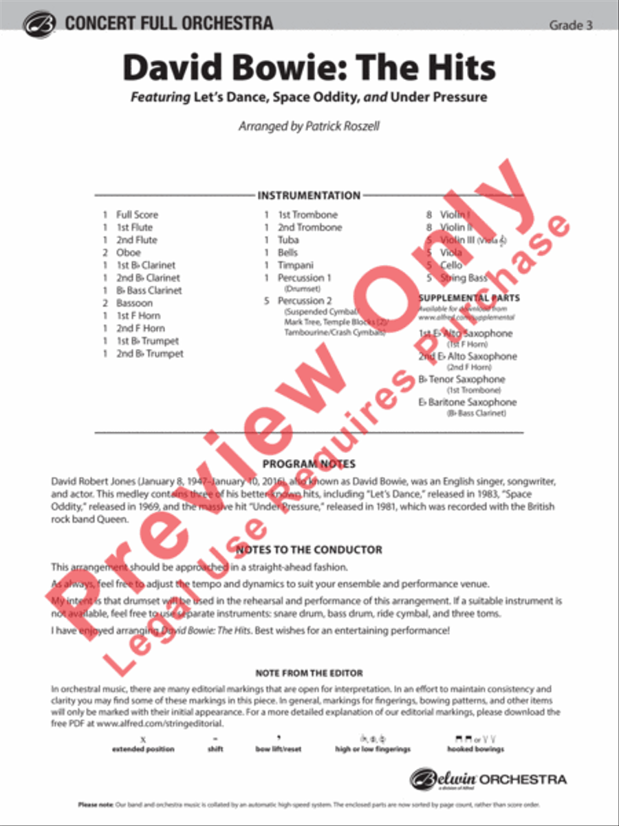 David Bowie -- The Hits David Bowie -- The Hits Full Orchestra scores gallery preview page 2