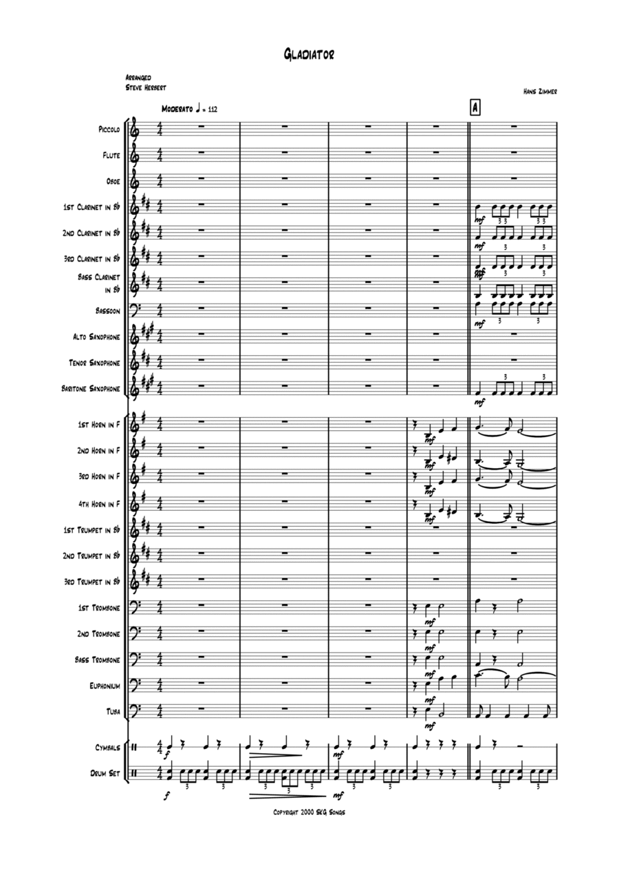 Gladiator Main Theme Concert Band scores gallery preview page 1