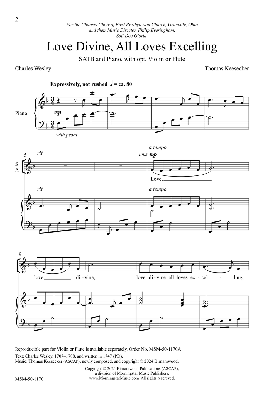 Love Divine, All Loves Excelling 4-Part scores gallery preview page 2