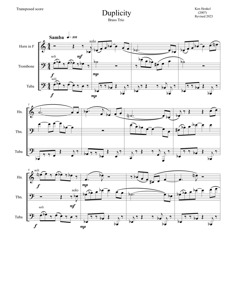 Duplicity Chamber Music scores gallery preview page 1