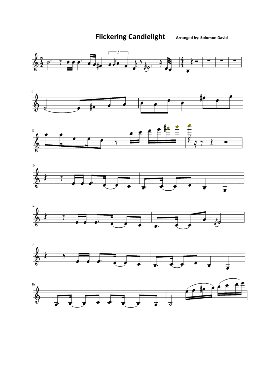 Eula: Flickering Candlelight Violin Solo scores gallery preview page 1