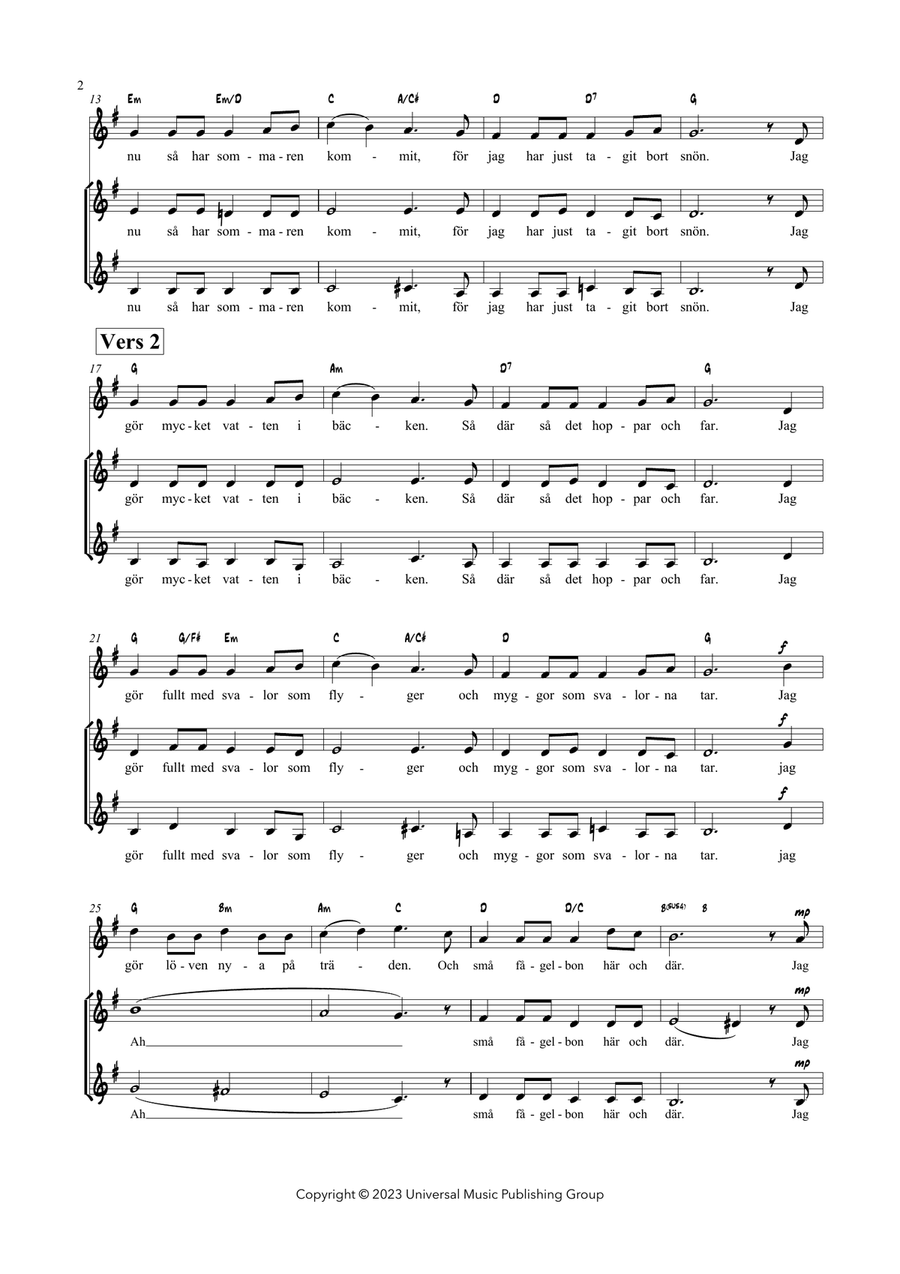 Idas Sommarvisa (Du Ska Inte Tro Det Blir Sommar) A Cappella scores gallery preview page 2