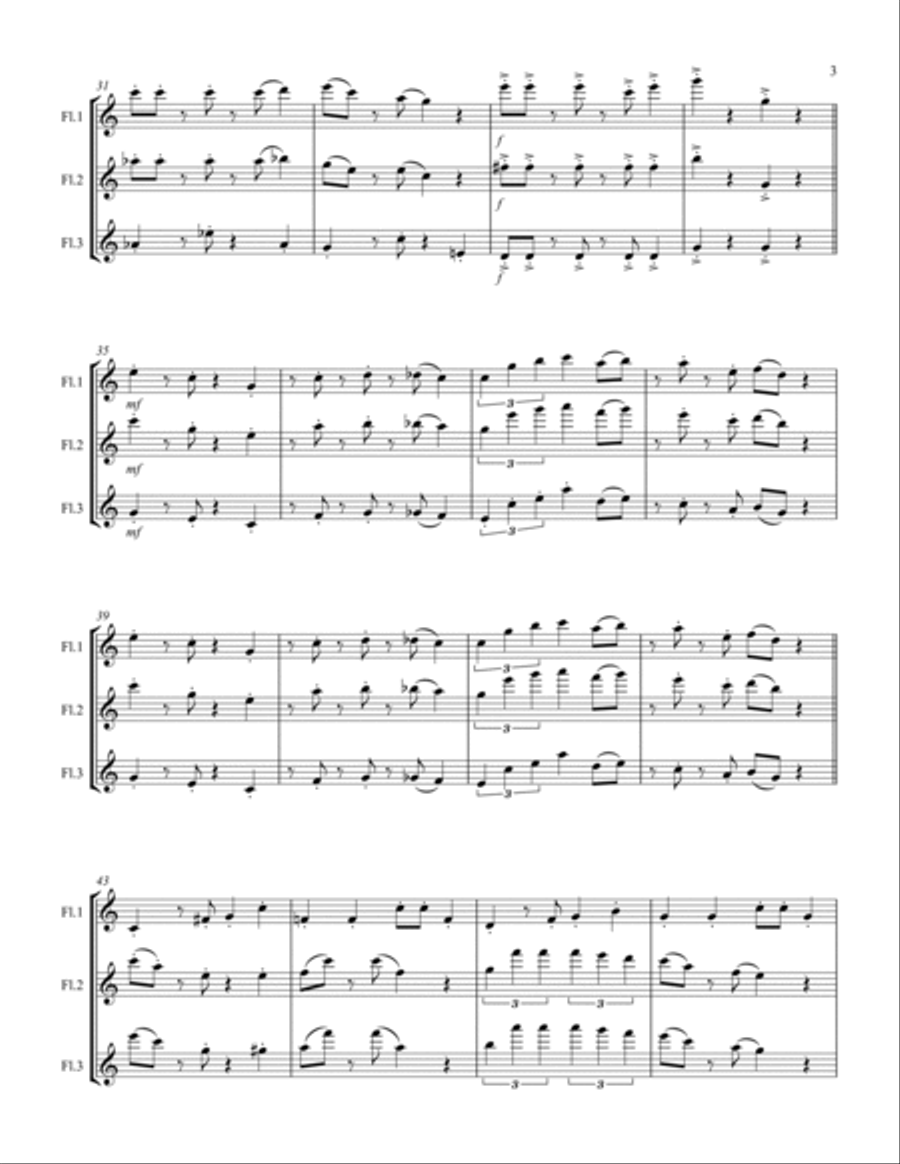 Super Mario Bros Theme Flute Trio scores gallery preview page 3