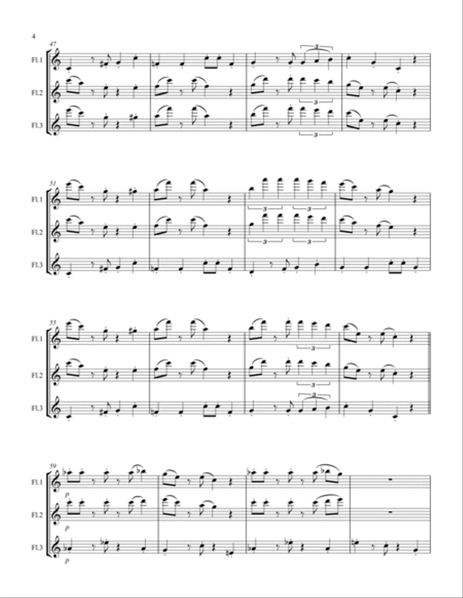 Super Mario Bros Theme Flute Trio scores gallery preview page 4