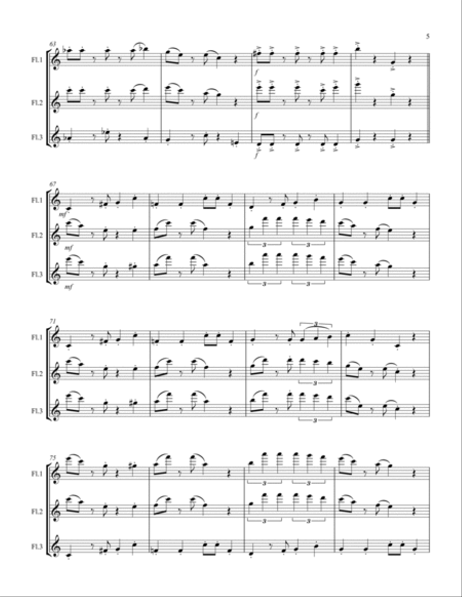 Super Mario Bros Theme Flute Trio scores gallery preview page 5
