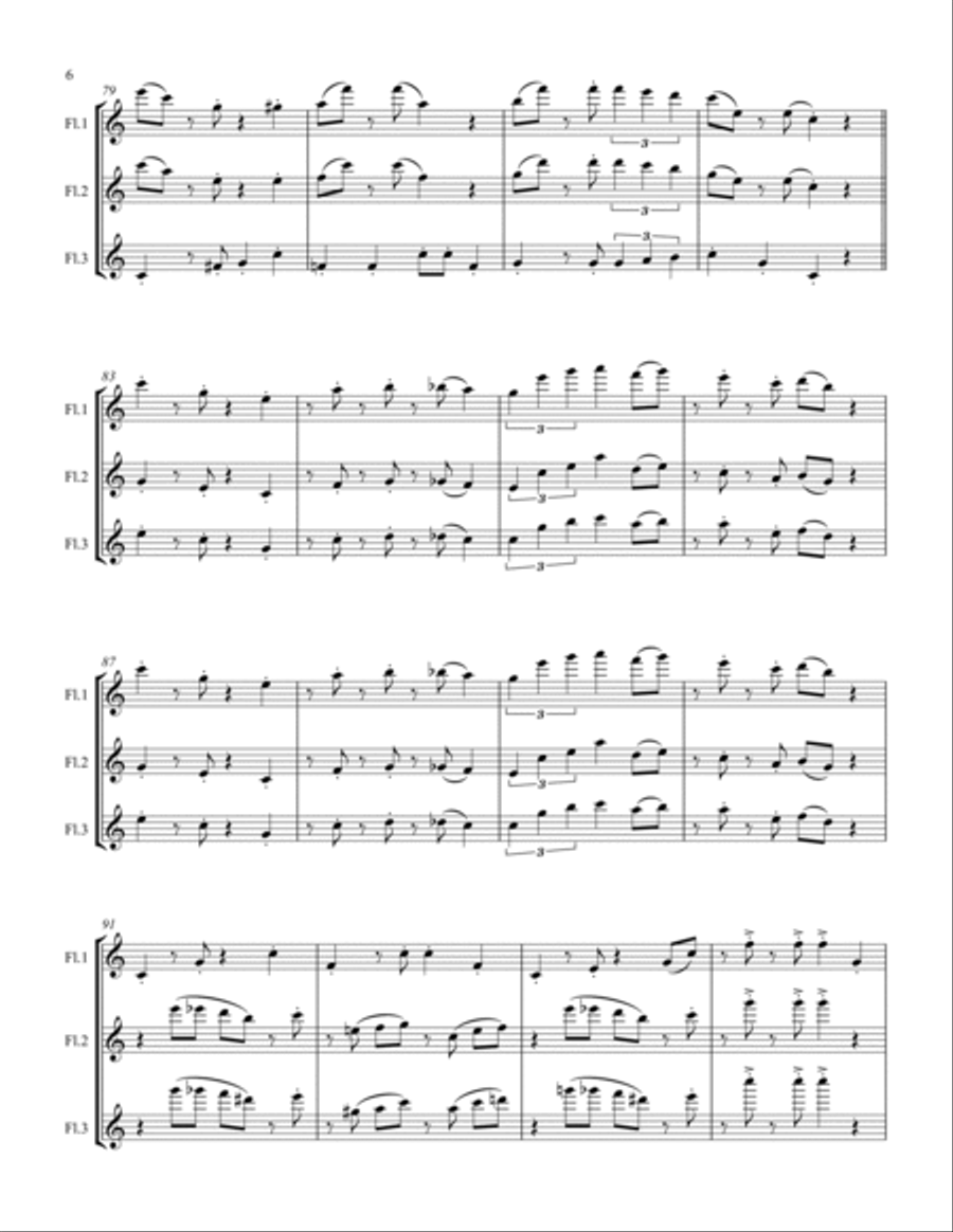 Super Mario Bros Theme Flute Trio scores gallery preview page 6