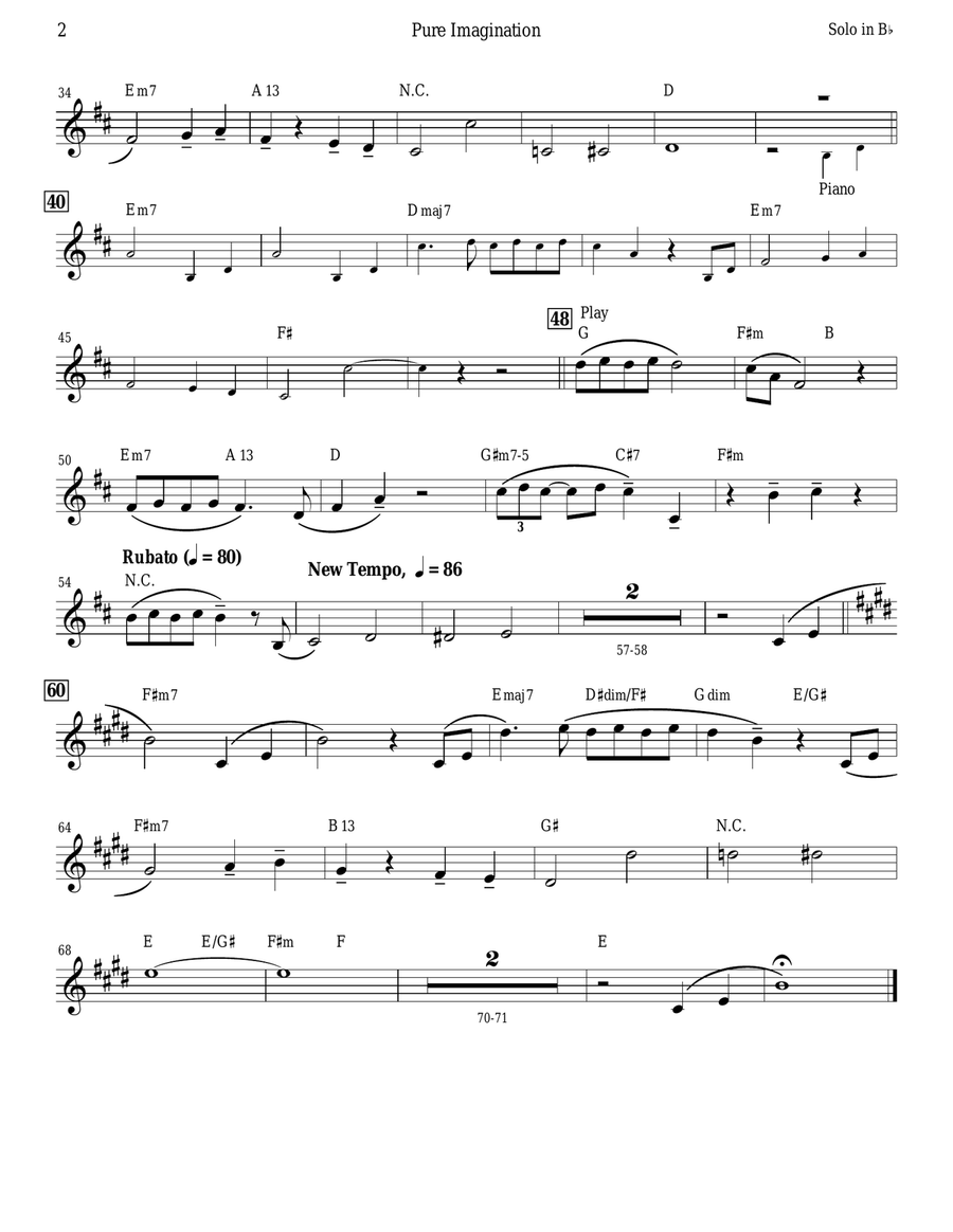 Pure Imagination B-Flat Trumpet scores gallery preview page 2