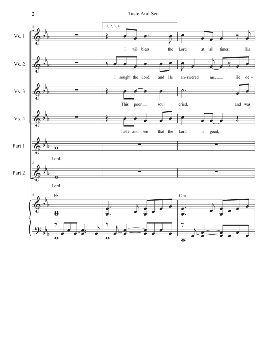 Taste And See (2-part choir) 2-Part scores gallery preview page 2