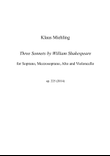 Three Sonnets by William Shakespeare for Soprano, Mezzosoprano, Alto and Violoncello
