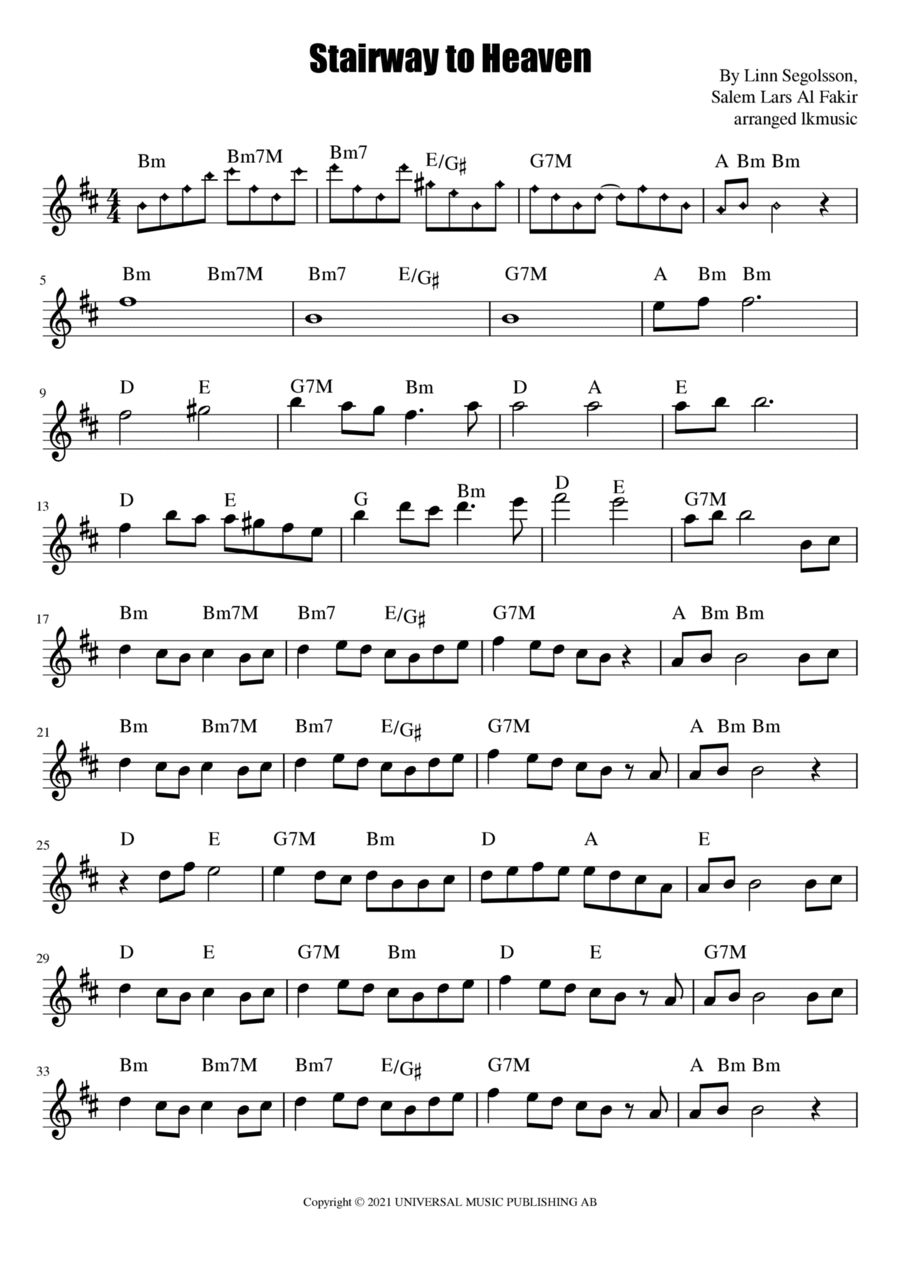 Stairway To Heaven B-Flat Clarinet scores gallery preview page 1