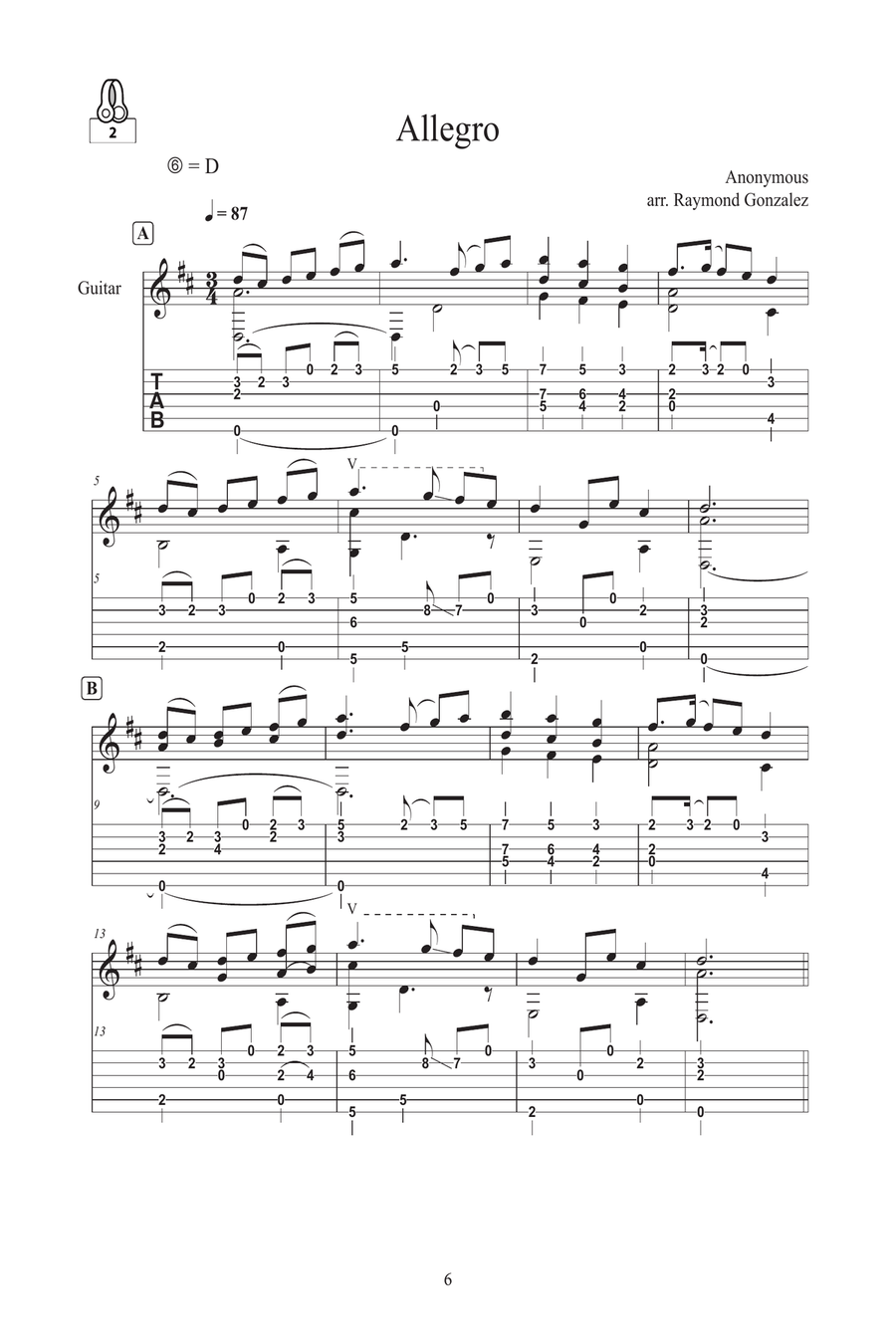 Fingerstyle Guitar Tunes - Early Music Gems Acoustic Guitar scores gallery preview page 7