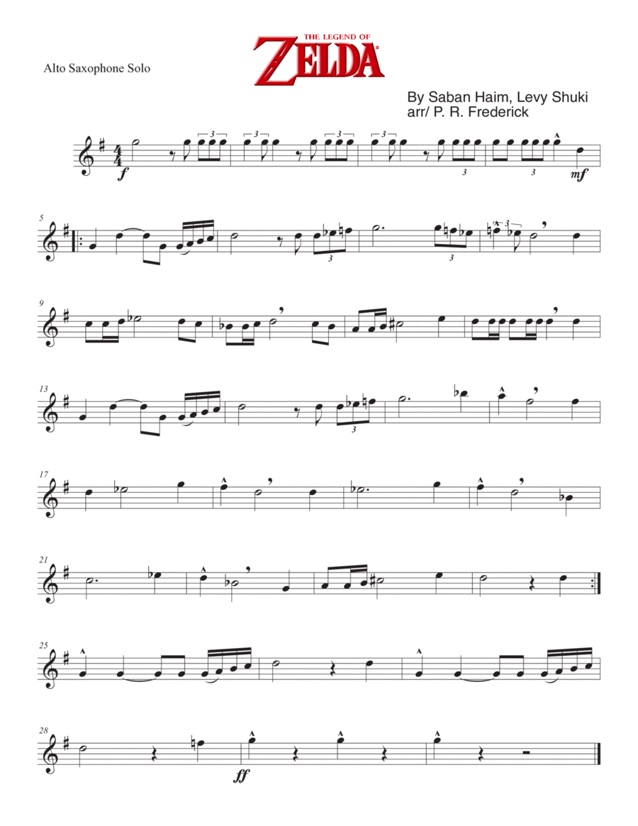 The Legend Of Zelda Alto Saxophone scores gallery preview page 1