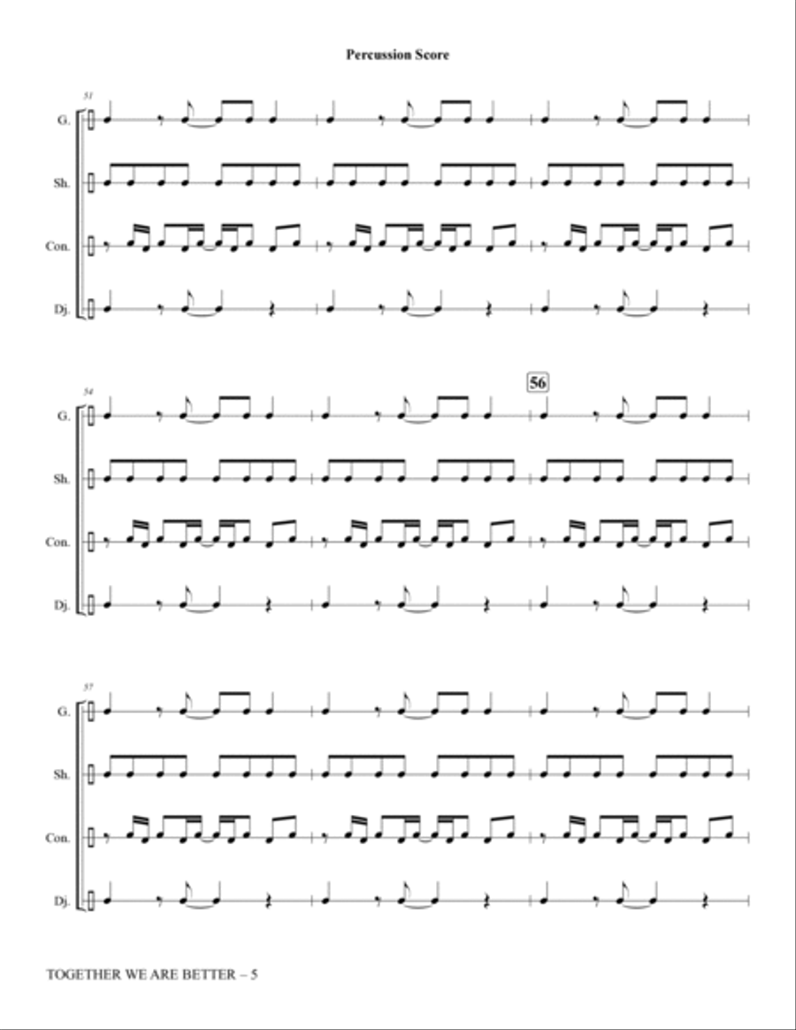 Together We Are Better (When We Sing) - Percussion Score Choir scores gallery preview page 5