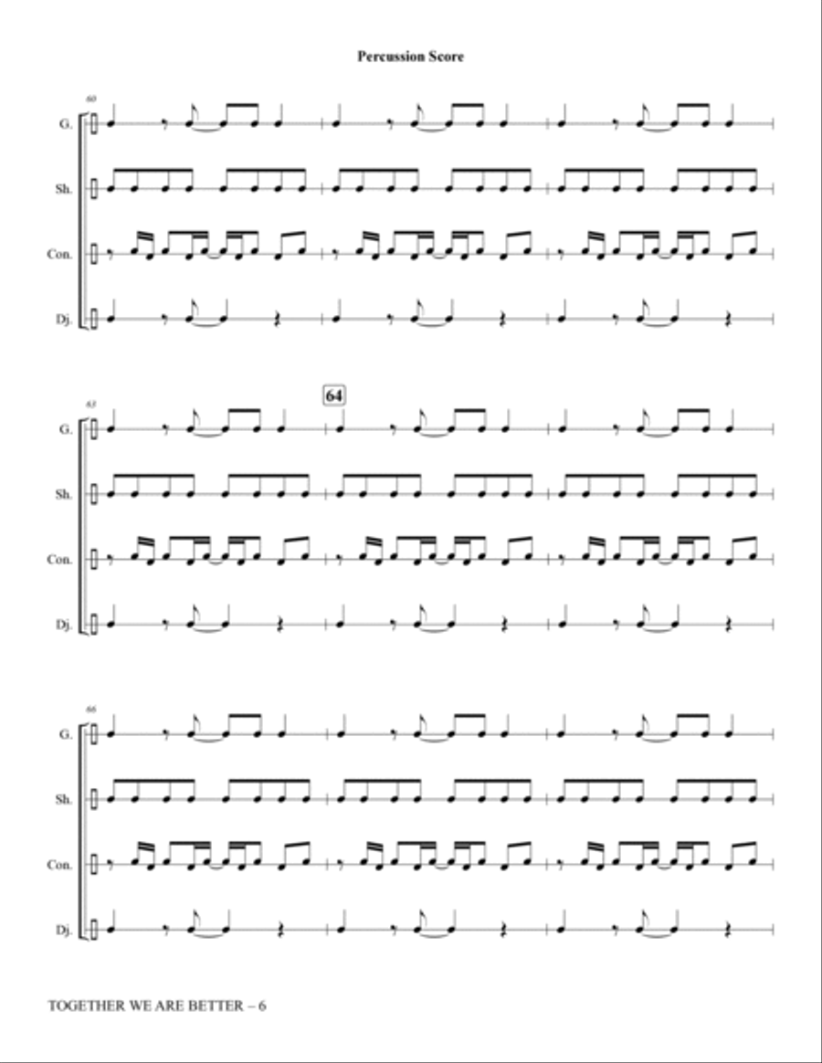 Together We Are Better (When We Sing) - Percussion Score Choir scores gallery preview page 6
