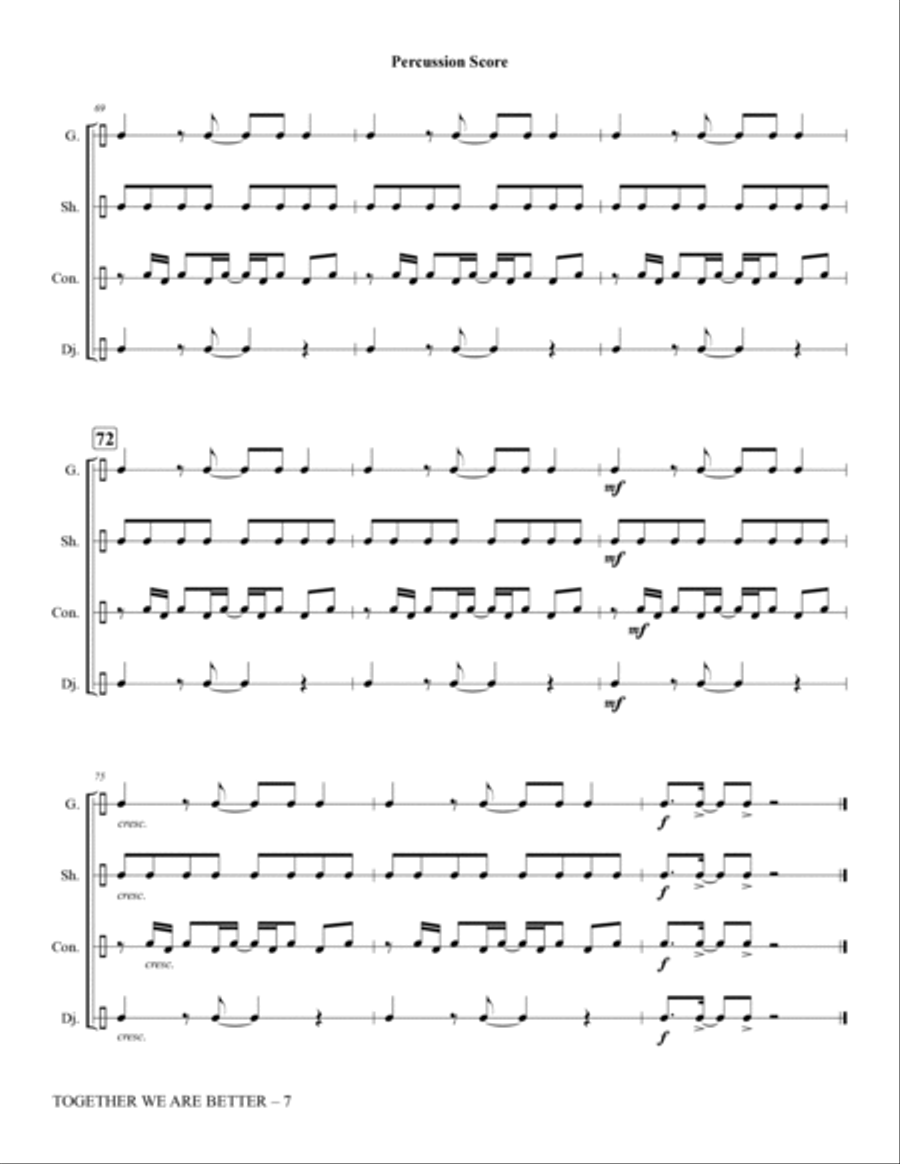 Together We Are Better (When We Sing) - Percussion Score Choir scores gallery preview page 7