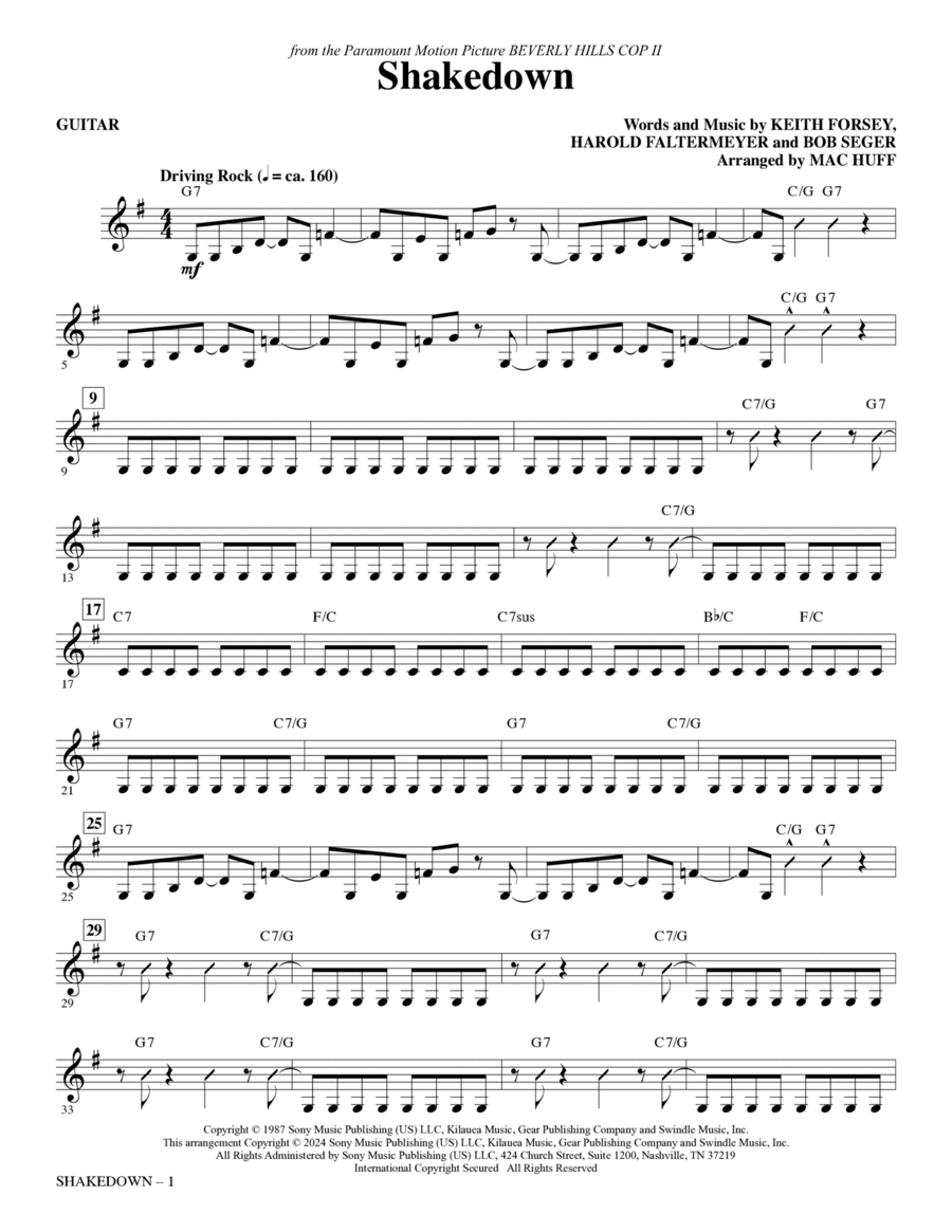 Shakedown (arr. Mac Huff) - Guitar Choir scores gallery preview page 1