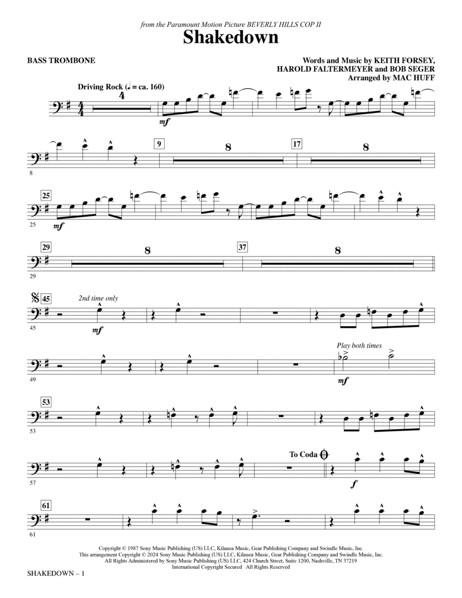 Shakedown (arr. Mac Huff) - Bass Trombone Choir scores gallery preview page 1
