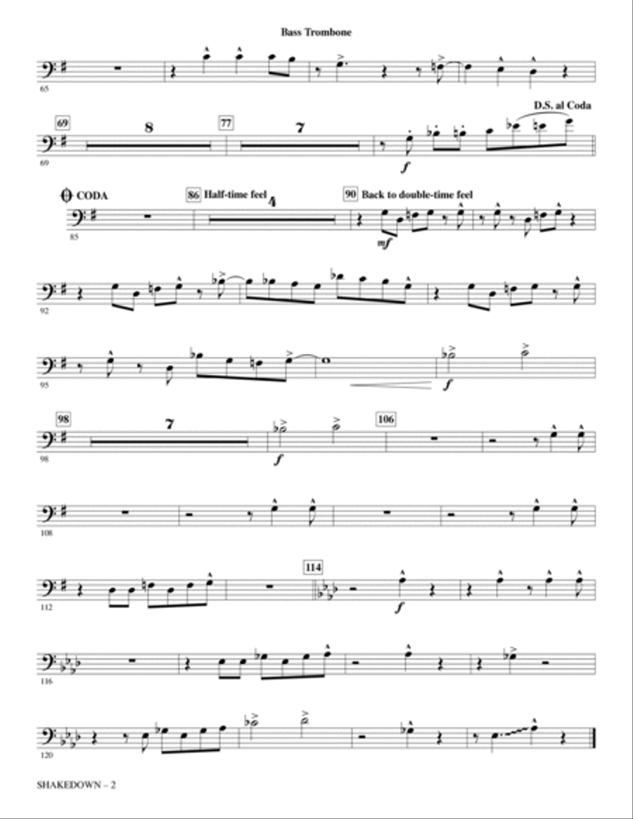 Shakedown (arr. Mac Huff) - Bass Trombone Choir scores gallery preview page 2