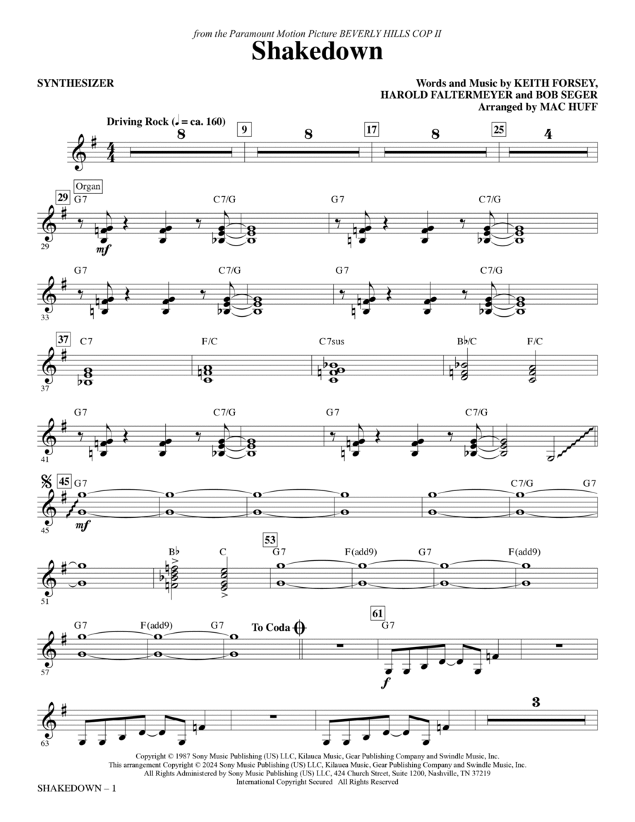Shakedown (arr. Mac Huff) - Synthesizer Choir scores gallery preview page 1