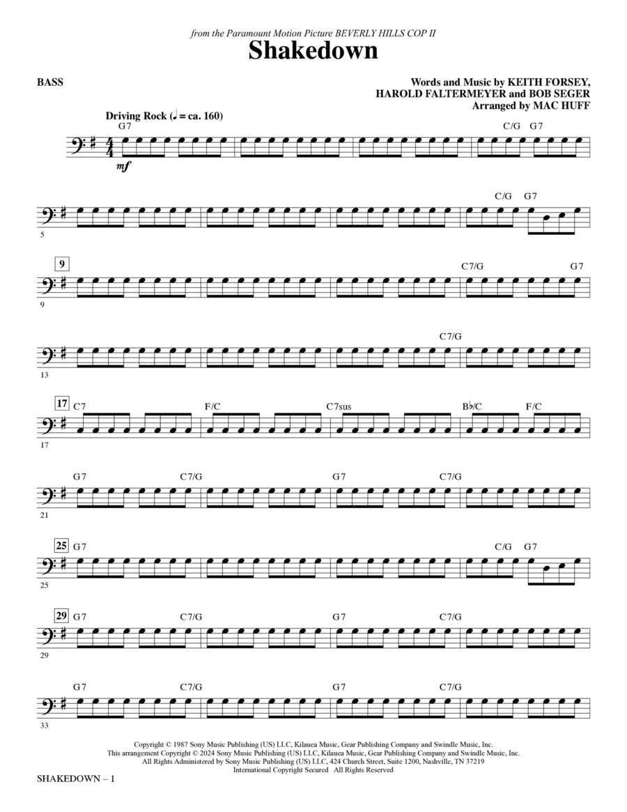Shakedown (arr. Mac Huff) - Bass Choir scores gallery preview page 1