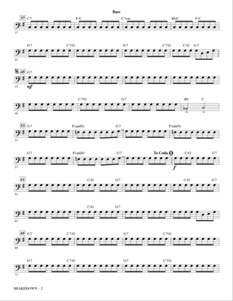 Shakedown (arr. Mac Huff) - Bass Choir scores gallery preview page 2