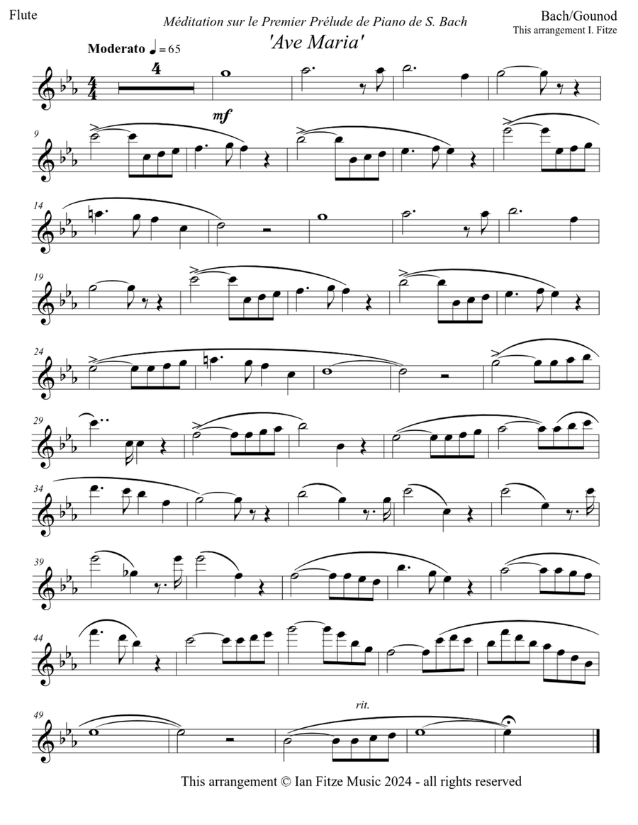 Prelude #1 in C Major/Ave Maria Flute scores gallery preview page 2