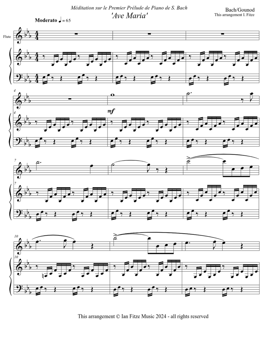 Prelude #1 in C Major/Ave Maria Flute scores gallery preview page 3