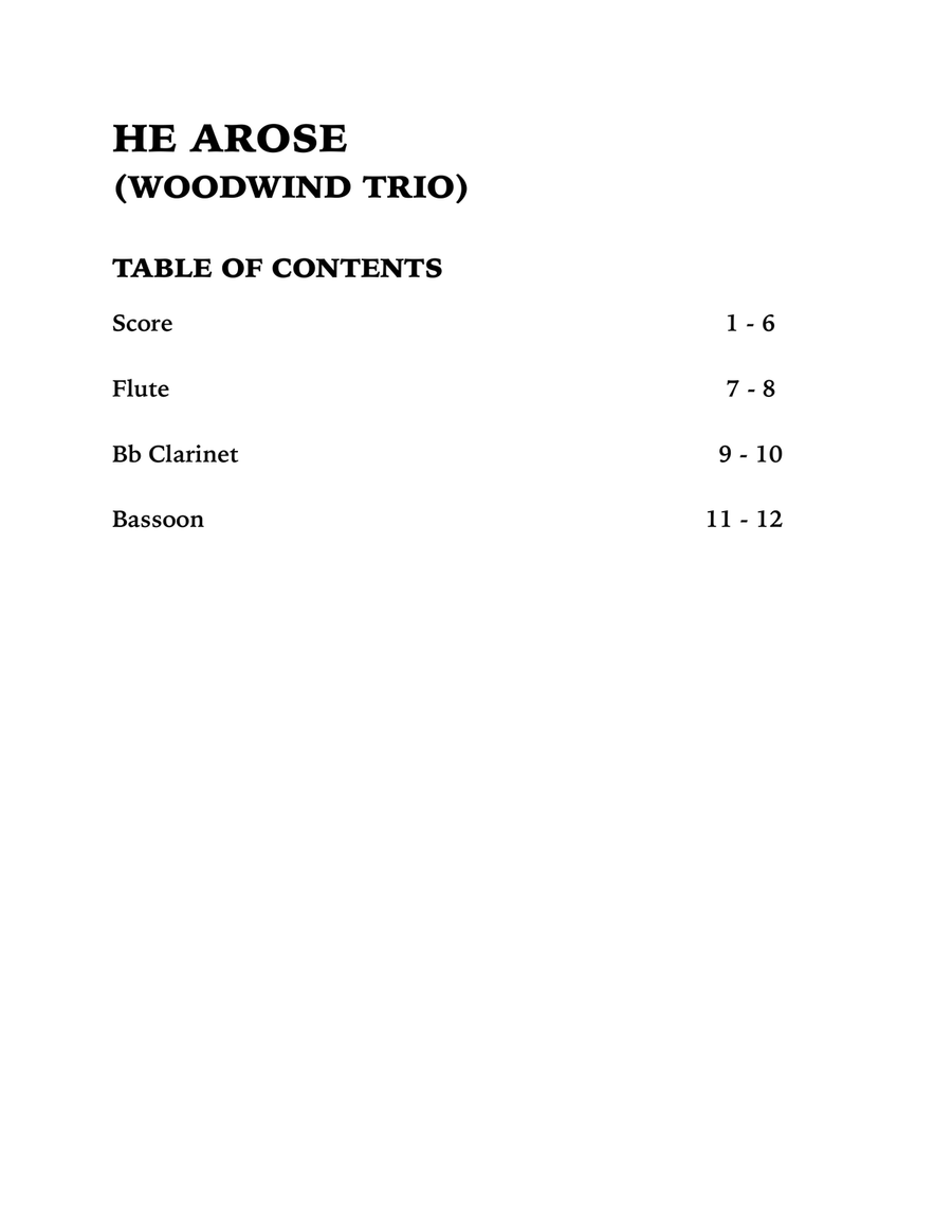 He Arose (Woodwind Trio): Flute, Clarinet and Bassoon Woodwind Trio scores gallery preview page 4