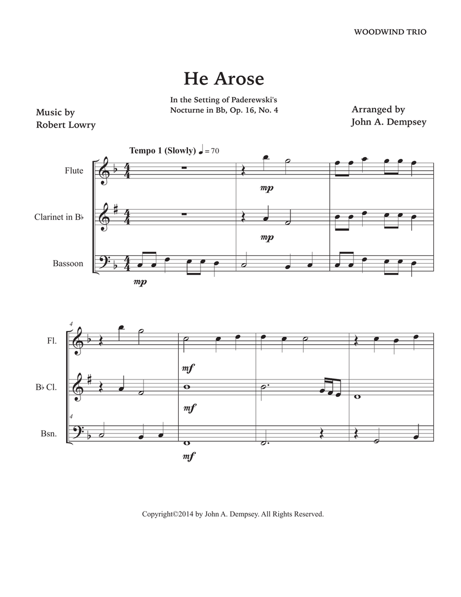He Arose (Woodwind Trio): Flute, Clarinet and Bassoon Woodwind Trio scores gallery preview page 5