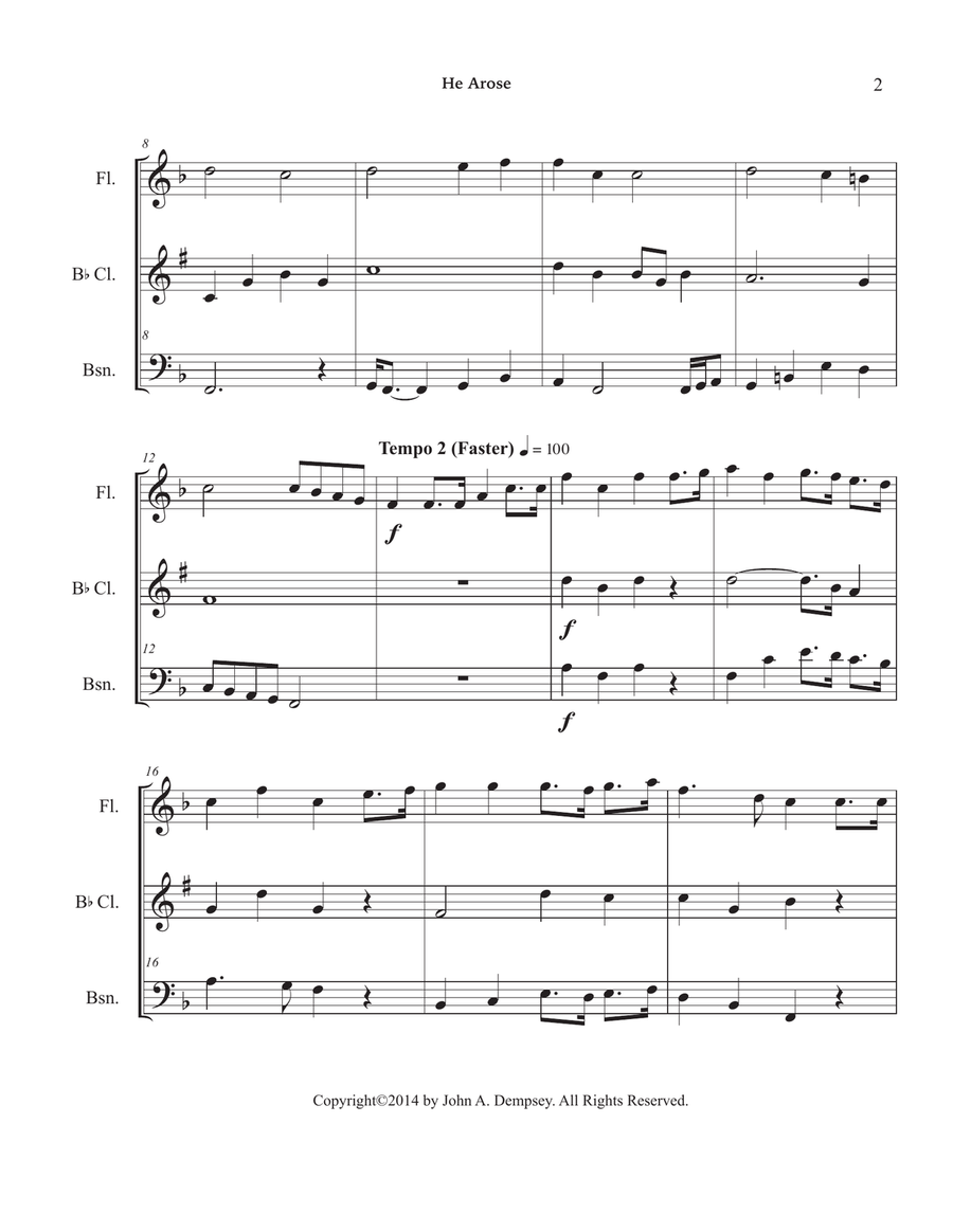 He Arose (Woodwind Trio): Flute, Clarinet and Bassoon Woodwind Trio scores gallery preview page 6
