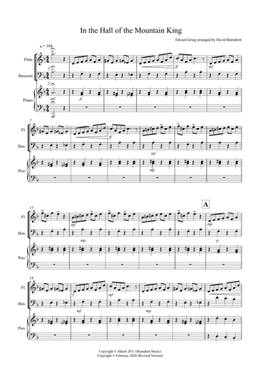In the Hall of the Mountain King for Flute and Bassoon Duet