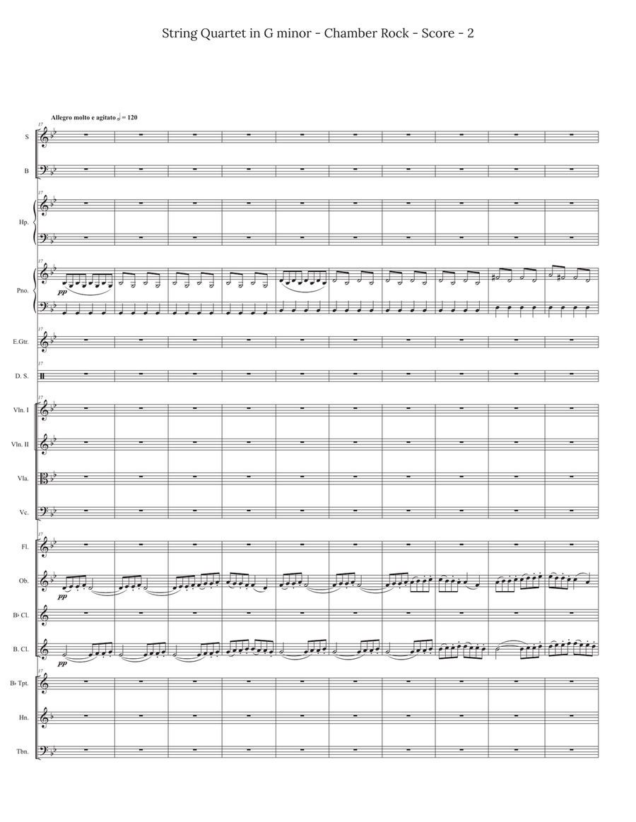 Greig String Quartet Mvt 1 for Chamber Rock Group Large Ensemble scores gallery preview page 2
