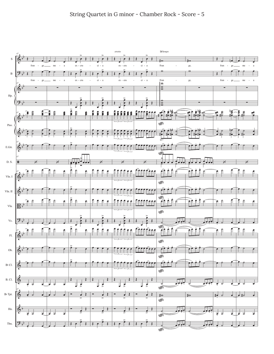 Greig String Quartet Mvt 1 for Chamber Rock Group Large Ensemble scores gallery preview page 5