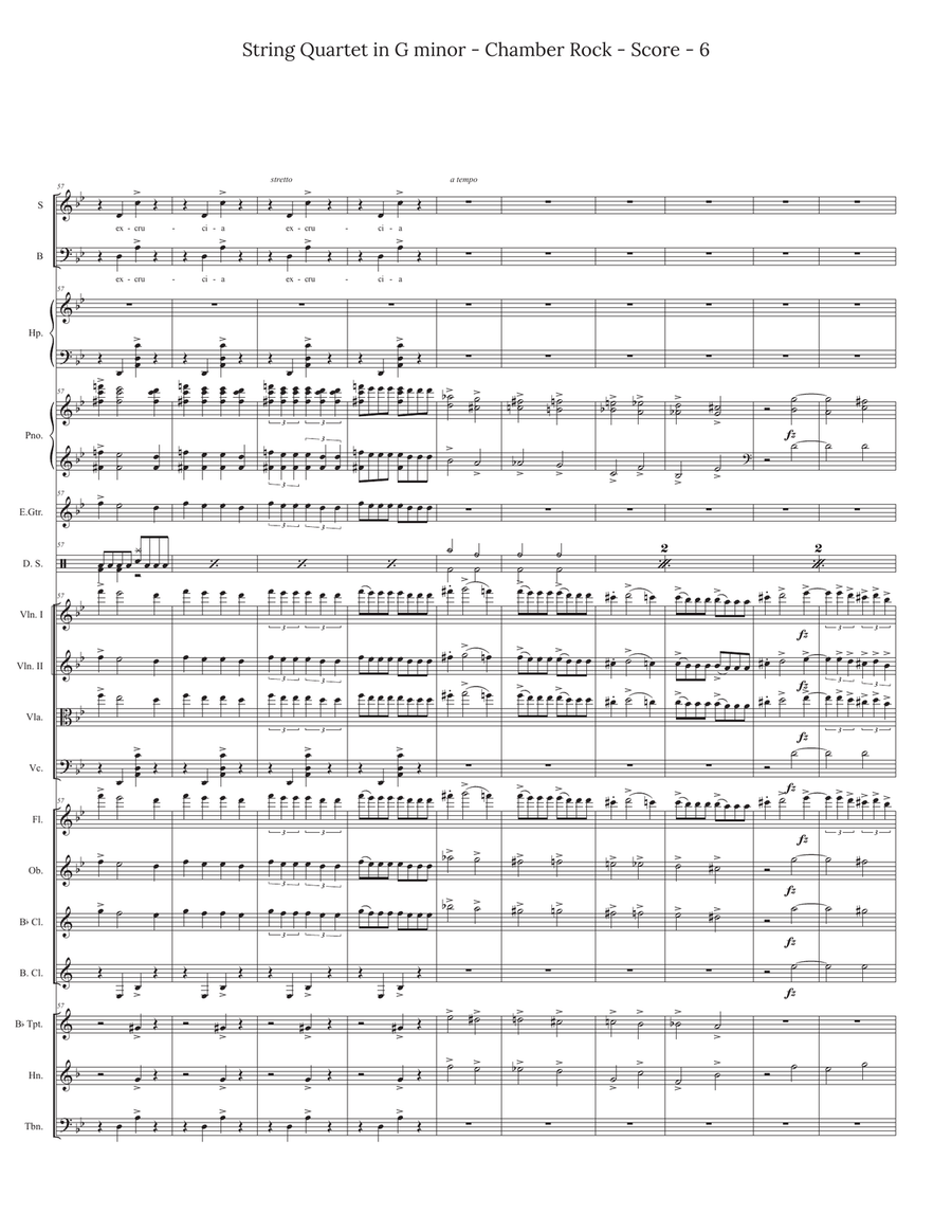 Greig String Quartet Mvt 1 for Chamber Rock Group Large Ensemble scores gallery preview page 6