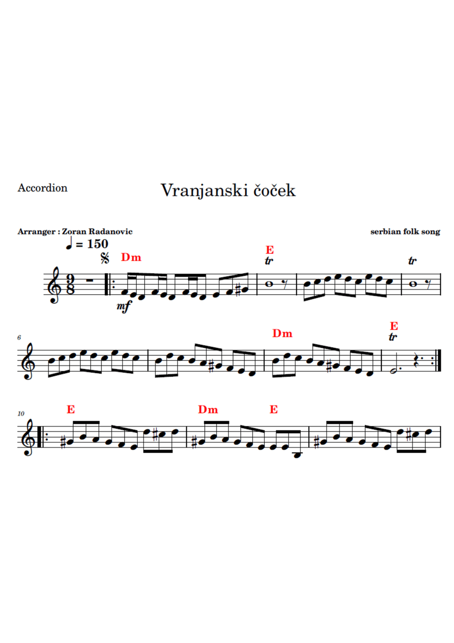 Vranjanski čoček - for quartet band Small Ensemble scores gallery preview page 2
