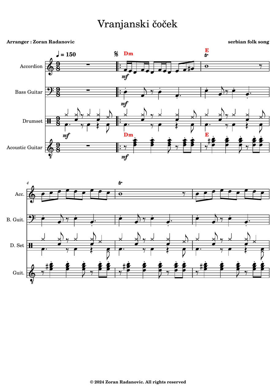 Vranjanski čoček - for quartet band Small Ensemble scores gallery preview page 6