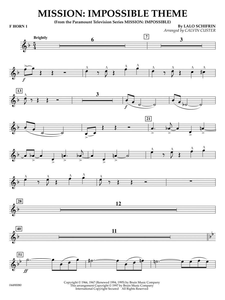 Mission: Impossible Theme (arr. Calvin Custer) - Flute 2 Full Orchestra scores gallery preview page 1