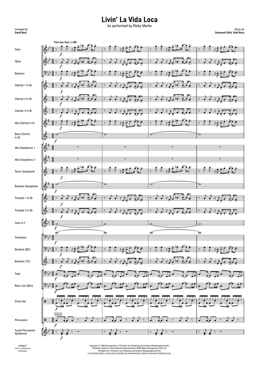 Livin' La Vida Loca Concert Band scores gallery preview page 2