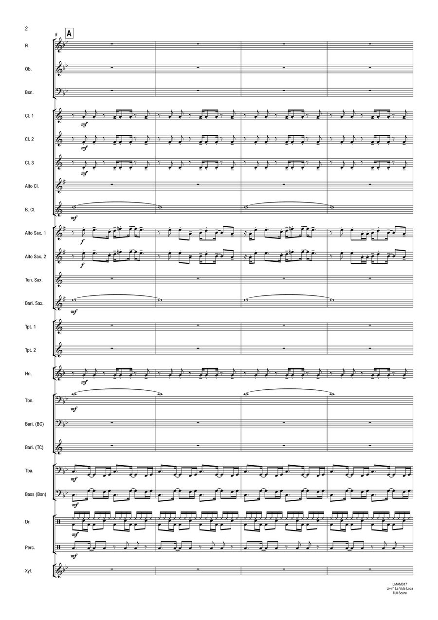 Livin' La Vida Loca Concert Band scores gallery preview page 3