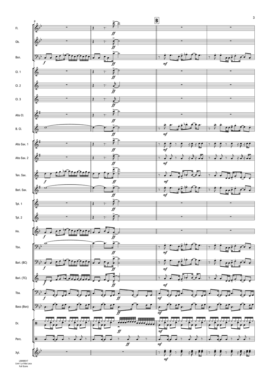Livin' La Vida Loca Concert Band scores gallery preview page 4