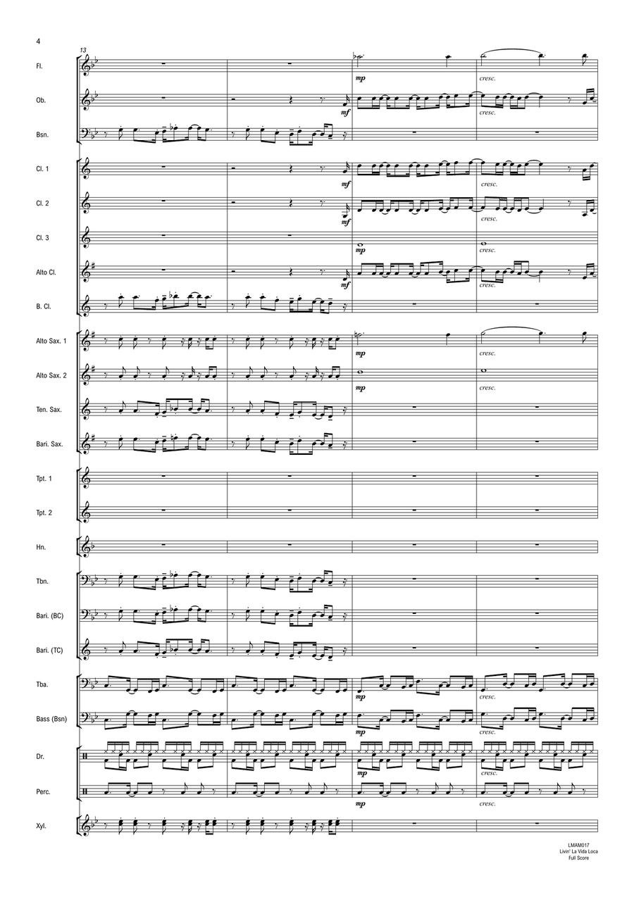 Livin' La Vida Loca Concert Band scores gallery preview page 5