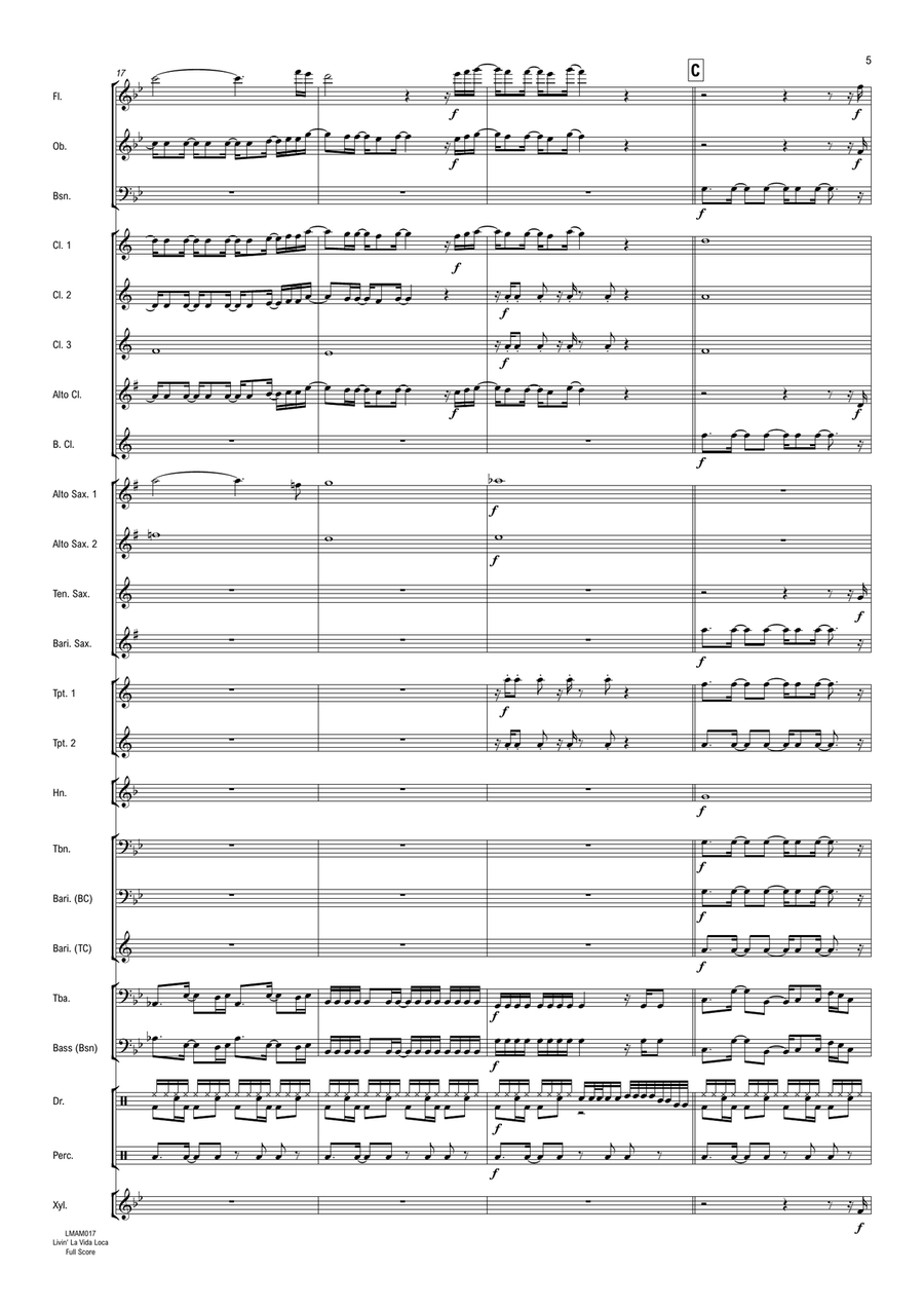 Livin' La Vida Loca Concert Band scores gallery preview page 6