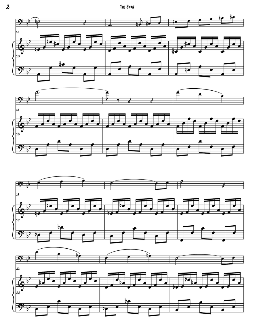 'The Swan' from Carnival of the Animals Piano scores gallery preview page 4