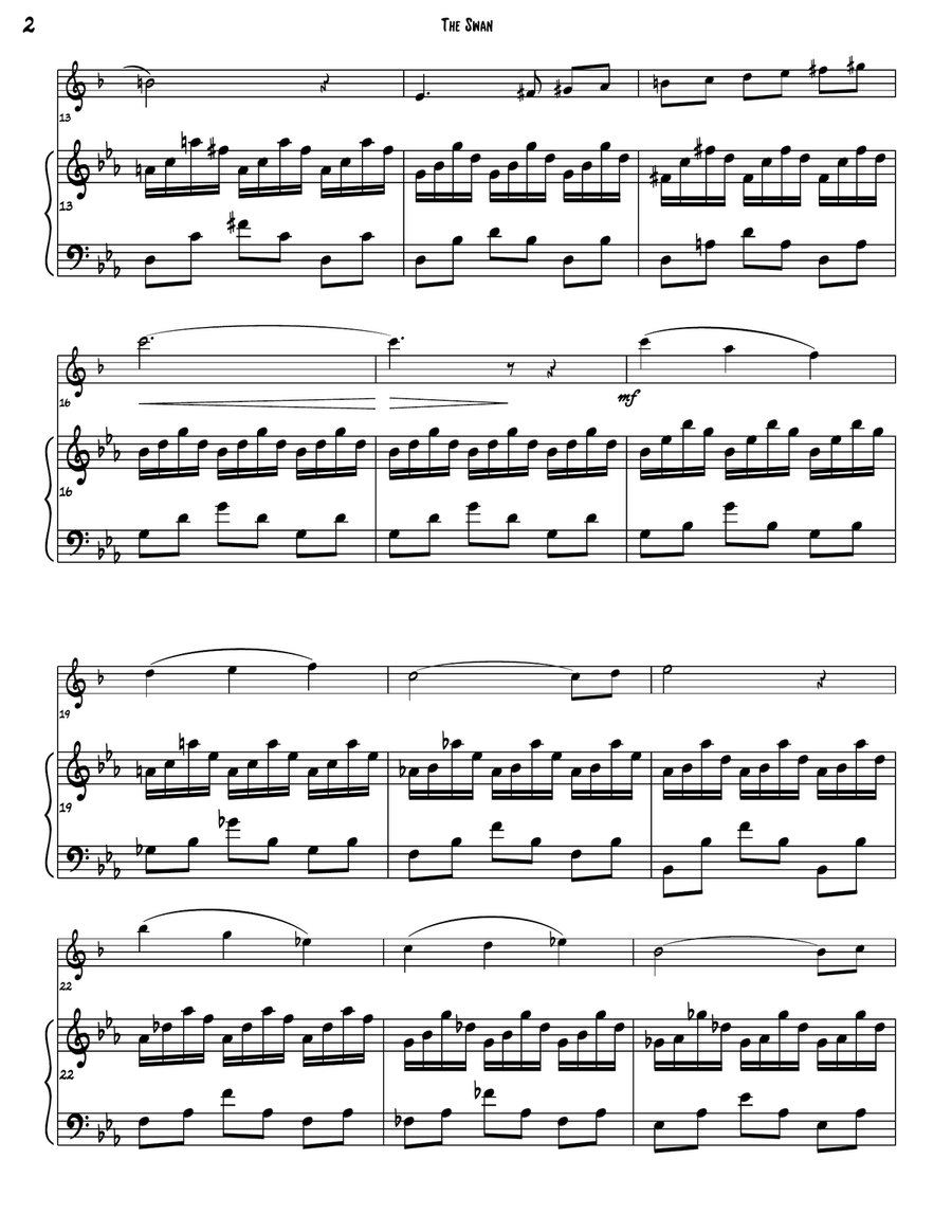 'The Swan' from Carnival of the Animals Tenor Saxophone scores gallery preview page 4