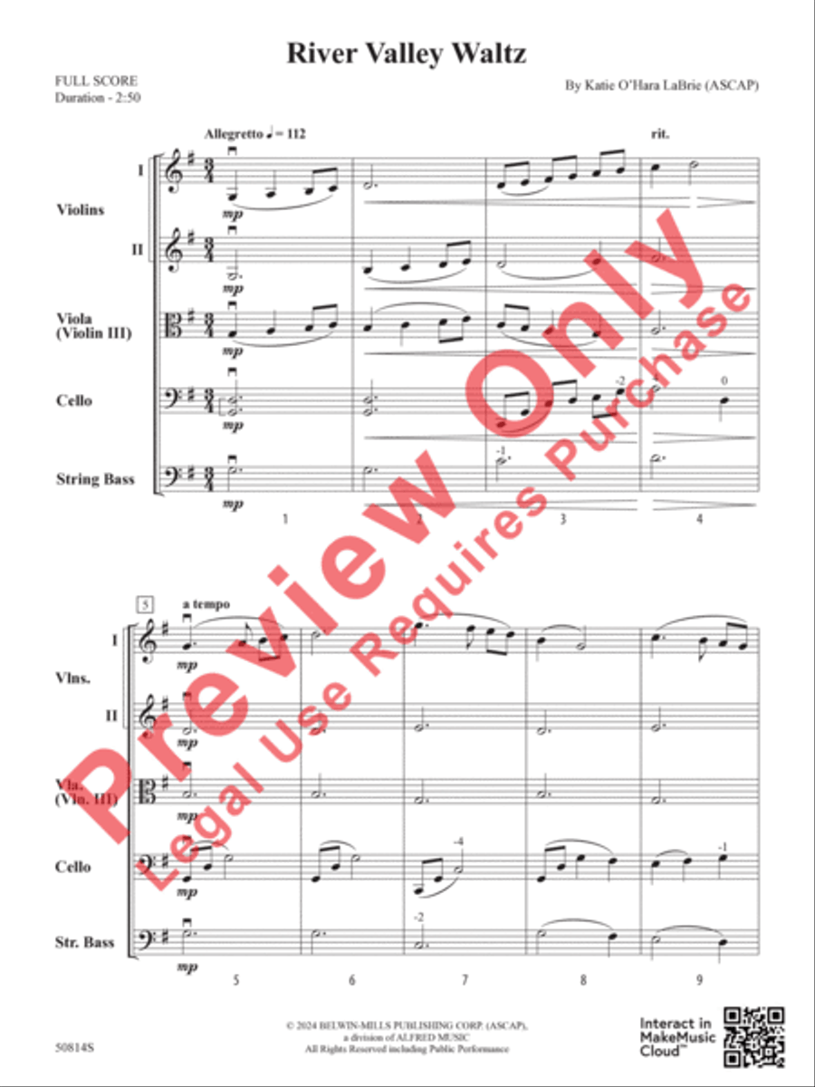 River Valley Waltz River Valley Waltz String Orchestra scores gallery preview page 3