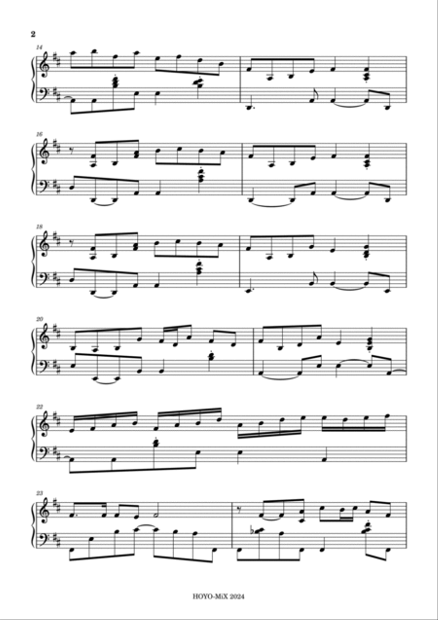 Qiaoying Village (Night) - Genshin Impact Piano Piano Solo scores gallery preview page 2